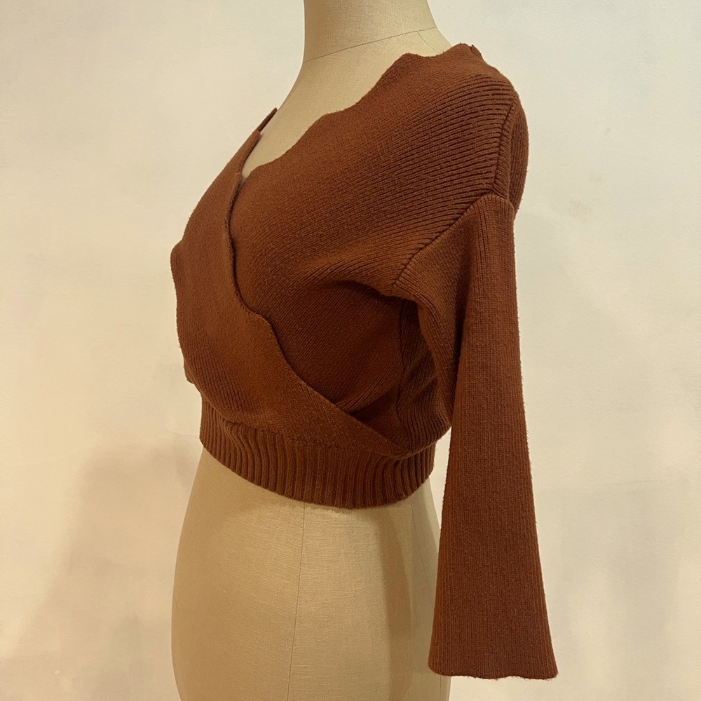 Off the Shoulder Scalloped Sweater